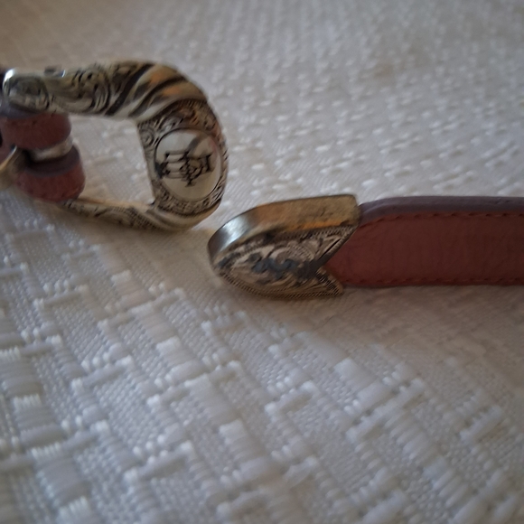 Lucchese Pink Leather Belt with Gold Buckle main image 6